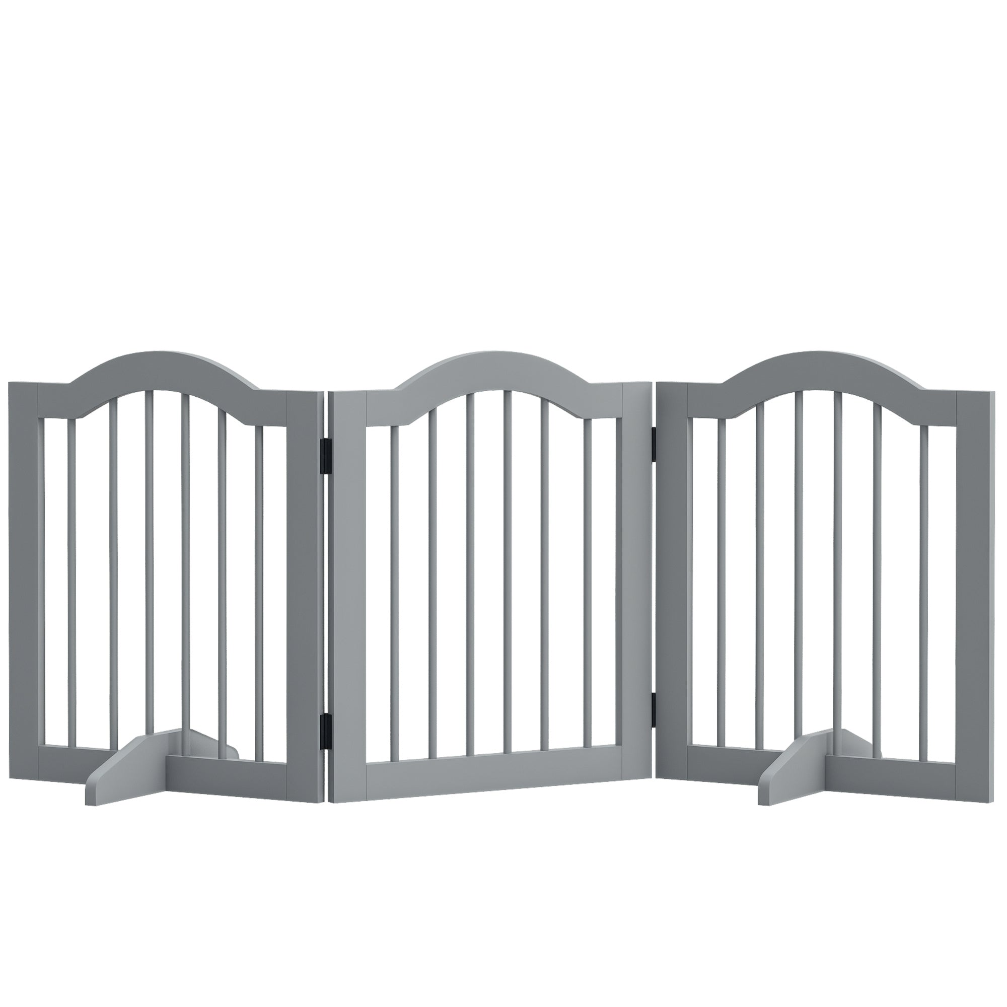 Freestanding Pet Gate Wooden Dog Gate with Support Feet Foldable Pet Fence Safety Barrier for the House Doorway Stairs Light Grey