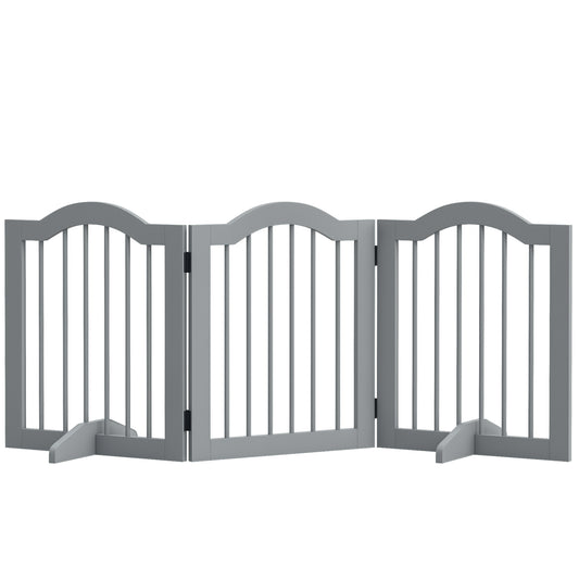 Freestanding Pet Gate Wooden Dog Gate with Support Feet Foldable Pet Fence Safety Barrier for the House Doorway Stairs Light Grey
