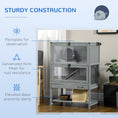 Load image into Gallery viewer, Wooden Hamster Cage, Mice Rodent Small Animals Kit Hutch, 2-Tier Exercise Play House, with Storage Shelf, Sliding Tray, Seesaw, Running Wheel, Lockable Roof, Grey
