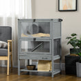 Load image into Gallery viewer, Wooden Hamster Cage, Mice Rodent Small Animals Kit Hutch, 2-Tier Exercise Play House, with Storage Shelf, Sliding Tray, Seesaw, Running Wheel, Lockable Roof, Grey
