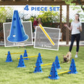Load image into Gallery viewer, Dog Agility Equipment Set, Portable Pet Jump Training Kit for Eight Cones, Eight Poles with Carry Bag, Four-Piece Adjustable Height Jumping Obstacles, Blue
