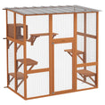 Load image into Gallery viewer, Catio, Wooden Outdoor Cat Enclosure Window Box with Weatherproof Roof, Bridge, Resting Box, Platforms, Cat Cage for 2 Kittens, Orange
