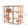 Load image into Gallery viewer, Catio, Wooden Outdoor Cat Enclosure Window Box with Weatherproof Roof, Bridge, Resting Box, Platforms, Cat Cage for 2 Kittens, Orange
