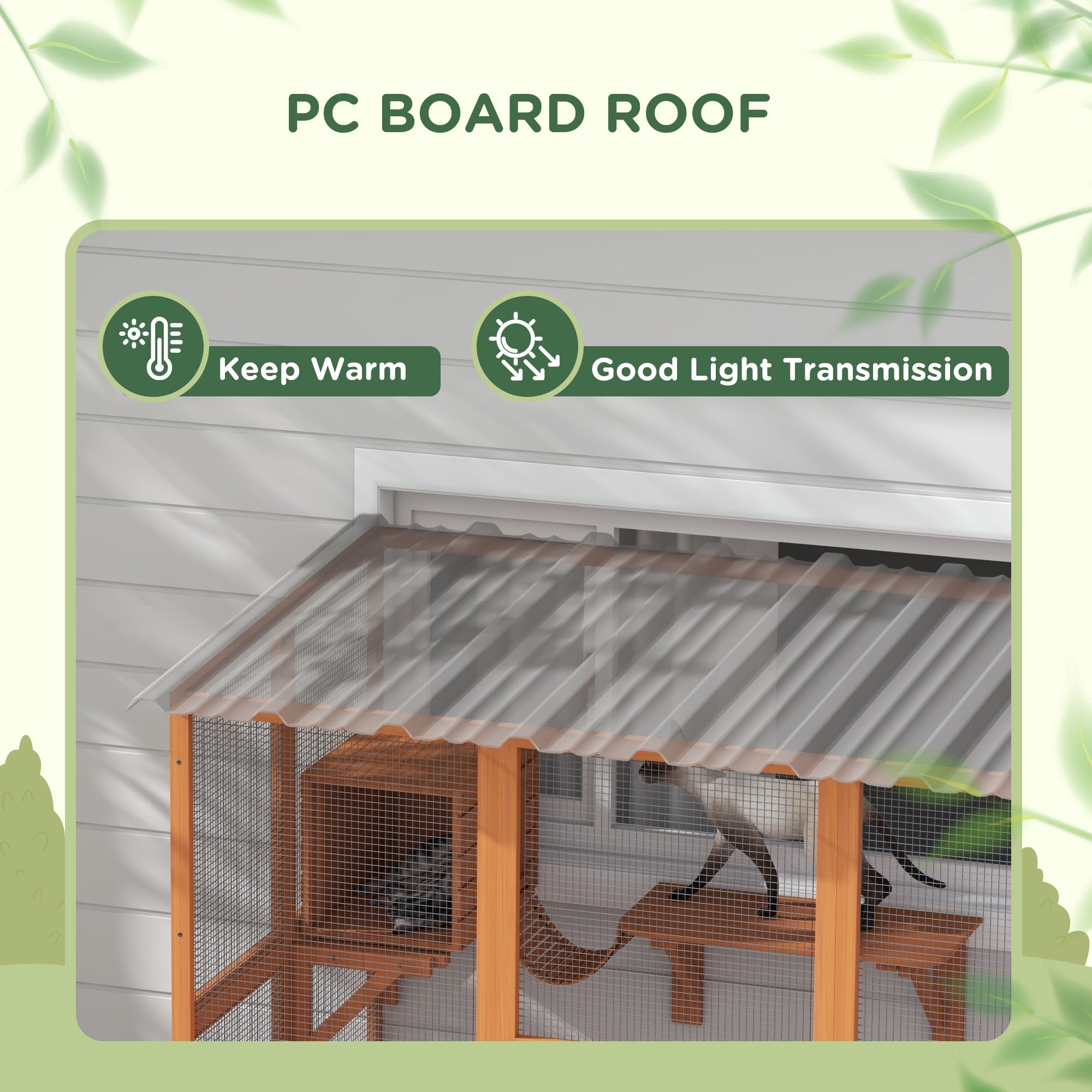 Catio, Wooden Outdoor Cat Enclosure Window Box with Weatherproof Roof, Bridge, Resting Box, Platforms, Cat Cage for 2 Kittens, Orange