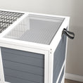 Load image into Gallery viewer, PawHut Indoor Rabbit Hutch with Wheels, 2-Tier Rabbit Cage, 35.5" Wooden Guinea Pig Cage with Feeding Trough, Removable Trays, Ramps & Openable Top for 1-2 Rabbits, Gray
