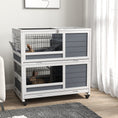 Load image into Gallery viewer, Rabbit Hutch Guinea Pig Hutch Indoor Wooden Small Animal House with Wheels, Openable Top, No-Leak Plastic Trays - Grey
