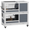 Load image into Gallery viewer, Rabbit Hutch Guinea Pig Hutch Indoor Wooden Small Animal House with Wheels, Openable Top, No-Leak Plastic Trays - Grey
