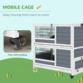 Load image into Gallery viewer, Rabbit Hutch Guinea Pig Hutch Indoor Wooden Small Animal House with Wheels, Openable Top, No-Leak Plastic Trays - Grey
