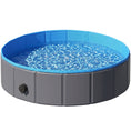 Load image into Gallery viewer, Foldable Dog Pool for Puppies and Ducks, Thickened PVC Dog Paddling Pool Bath Tub Hard Board, Anti-Slip Bottom and Hose Adapter for Easy Drainage, 100 x 30cm, Blue and Dark Grey
