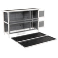 Load image into Gallery viewer, 54"L 2-Story Large Rabbit Hutch Bunny Cage Wooden Pet House Small Animal Habitat with Lockable Doors, No Leak Tray and Waterproof Roof for Outdoor/Indoor Grey&White
