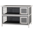 Load image into Gallery viewer, 54"L 2-Story Large Rabbit Hutch Bunny Cage Wooden Pet House Small Animal Habitat with Lockable Doors, No Leak Tray and Waterproof Roof for Outdoor/Indoor Grey&White
