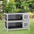 Load image into Gallery viewer, 54"L 2-Story Large Rabbit Hutch Bunny Cage Wooden Pet House Small Animal Habitat with Lockable Doors, No Leak Tray and Waterproof Roof for Outdoor/Indoor Grey&White
