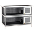 Load image into Gallery viewer, 54" 2-Story Large Rabbit Hutch Bunny Cage Wooden Pet House Small Animal Habitat with Lockable Doors, No Leak Tray and waterproof Roof for Rabbits, Chickens, Ducks, Outdoor/Indoor Dark Gray
