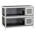 Load image into Gallery viewer, 54"L 2-Story Large Rabbit Hutch Bunny Cage Wooden Pet House Small Animal Habitat with Lockable Doors, No Leak Tray and Waterproof Roof for Outdoor/Indoor Grey&White
