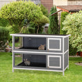 Load image into Gallery viewer, 54"L 2-Story Large Rabbit Hutch Bunny Cage Wooden Pet House Small Animal Habitat with Lockable Doors, No Leak Tray and Waterproof Roof for Outdoor/Indoor Grey&White

