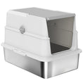 Load image into Gallery viewer, Stainless Steel Cat Litter Tray, Extra Large Enclosed Litter Box for Large Cats with Scoop, Flip Top, Easy Cleaning, Light Grey
