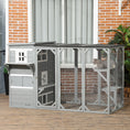 Load image into Gallery viewer, Wooden Cat Catio, 76"L Walk in Outdoor Cat House with Asphalt Roof, Platforms, Lockable Doors, 3-tier Resting Condo, Observation Window, for 2-3 Cats, Light Grey
