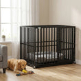 Load image into Gallery viewer, Heavy Duty Dog Crate, Dog Cage with Wheels for Extra Large Breeds, Metal Pet Crate with Removable Tray and 3 Doors for Indoor & Outdoor, 107 x 69 x 81 cm, Black
