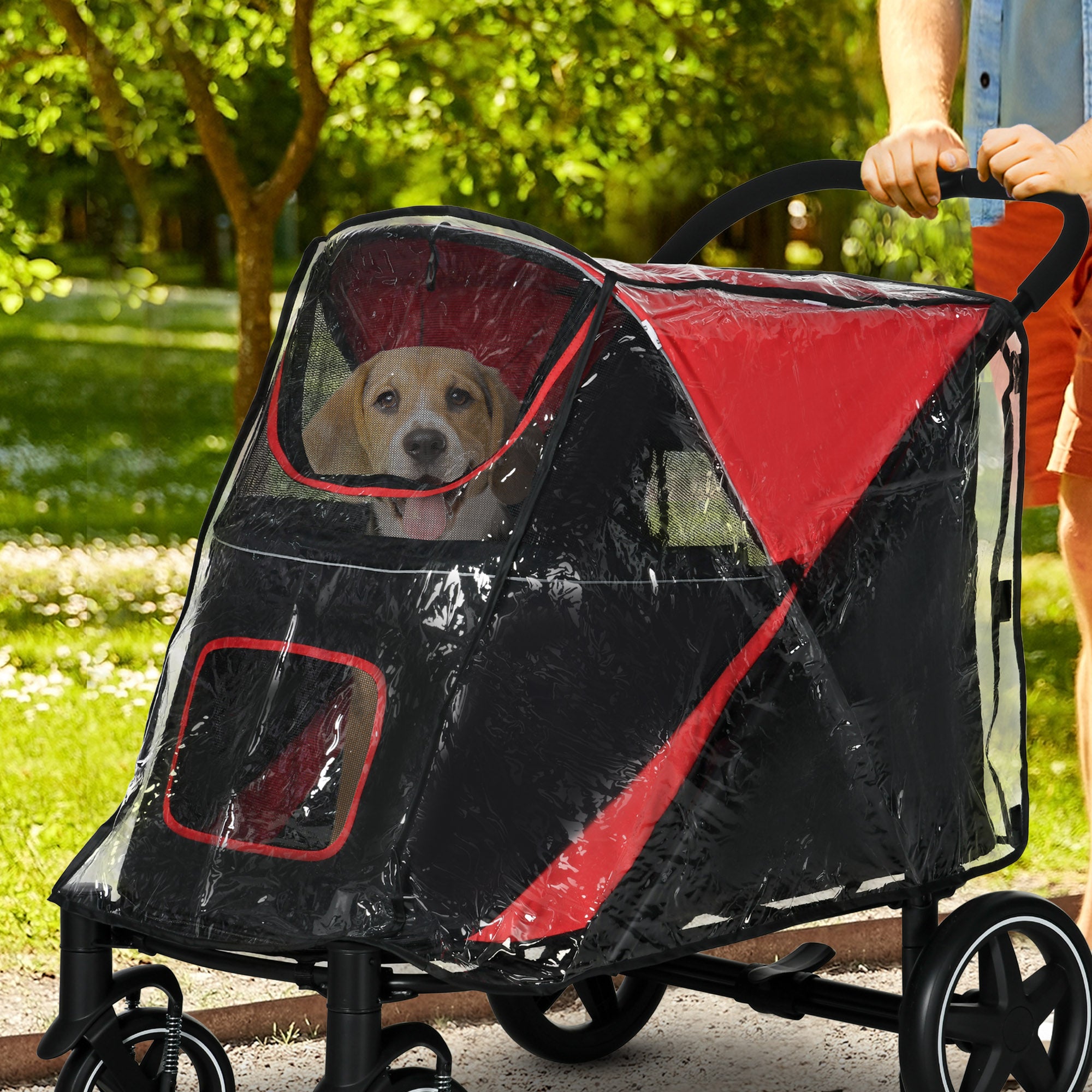 Dog Stroller Rain Cover for Dog Pram, Buggy for Large, Medium Dogs w/ Rear  Entry