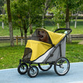 Load image into Gallery viewer, Large Dog Stroller Dog Pram Foldable Pet Pushchair with Safety Leashes for Medium, Large Dogs - Yellow
