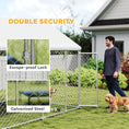 Load image into Gallery viewer, Outdoor Dog Kennel with Roof, Heavy Duty Galvanized Steel Dog Run Chain Link w/ Waterproof UV-Resistant Cover, Safety Lockable Latch System, 9.2' x 7.5' x 7.2'
