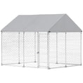 Load image into Gallery viewer, Outdoor Dog Kennel with Roof, Heavy Duty Galvanized Steel Dog Run Chain Link w/ Waterproof UV-Resistant Cover, Safety Lockable Latch System, 9.2' x 7.5' x 7.2'
