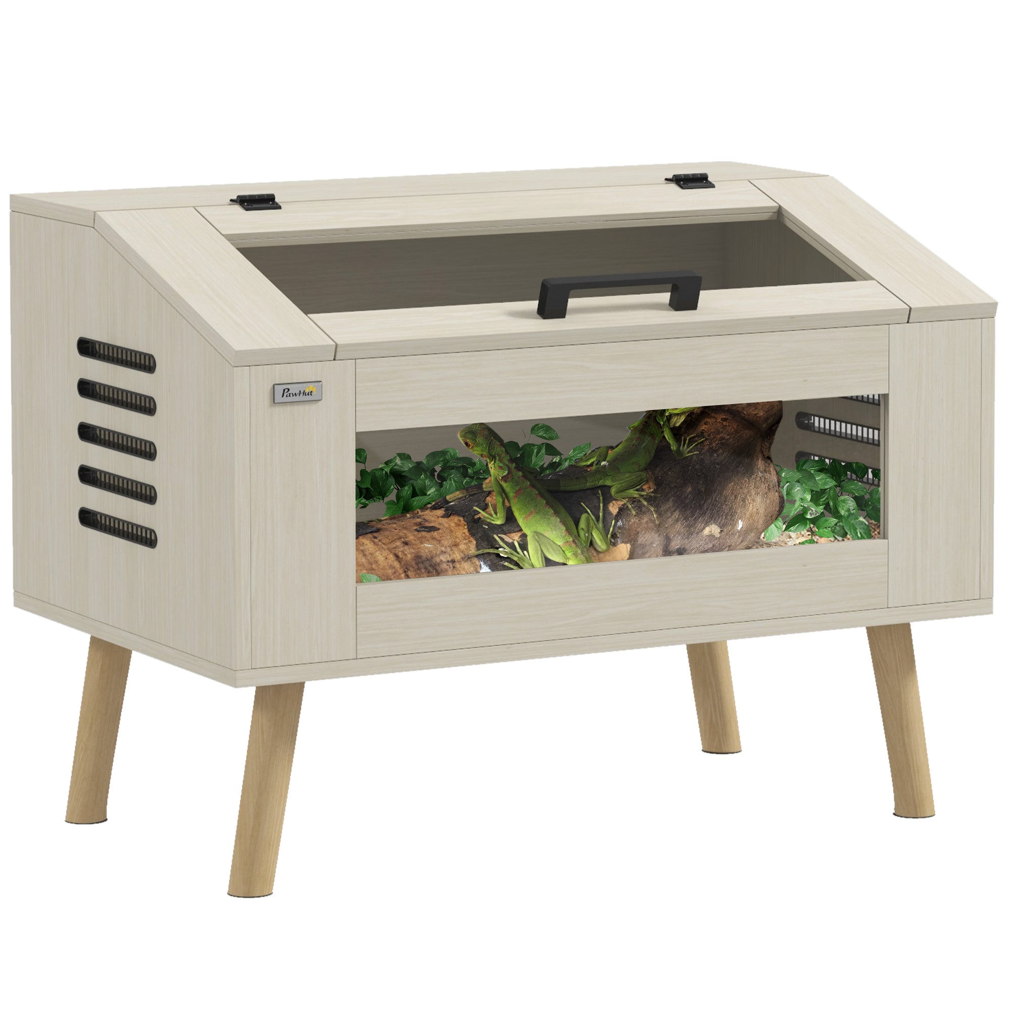 29 Gallon Reptile Terrarium, 31.5" x 20" x 24" Top Opening Reptile Tank with Tempered Glass Windows, Ventilations, for Snakes Lizards Horned Frogs Chameleons Hamsters Gerbil