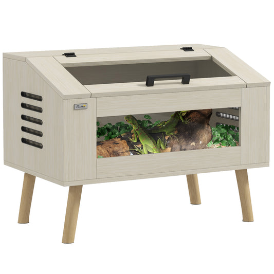 29 Gallon Reptile Terrarium, 31.5" x 20" x 24" Top Opening Reptile Tank with Tempered Glass Windows, Ventilations, for Snakes Lizards Horned Frogs Chameleons Hamsters Gerbil
