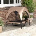 Load image into Gallery viewer, Elevated Dog Bed with Canopy, Cooling Dog Cot Bed for Camping, Portable Raised Pet Cot with Washable Breathable Mesh, for Indoor Outdoor, M & L Dogs, 36" x 30" x 35", Coffee
