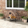 Load image into Gallery viewer, Elevated Dog Bed with Canopy, Cooling Dog Cot Bed for Camping, Portable Raised Pet Cot with Washable Breathable Mesh, for Indoor Outdoor, M & L Dogs, 36" x 30" x 35", Coffee
