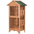 Load image into Gallery viewer, Wooden Bird Aviary Parrot Cage Pet Furniture Large Outdoor Play House with Removable Bottom Tray, 2 Doors, Asphalt Roof, 4 Perches, Brown
