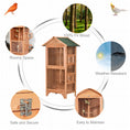Load image into Gallery viewer, Wooden Bird Aviary Parrot Cage Pet Furniture Large Outdoor Play House with Removable Bottom Tray, 2 Doors, Asphalt Roof, 4 Perches, Brown
