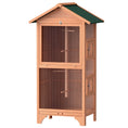 Load image into Gallery viewer, Wooden Bird Aviary Parrot Cage Pet Furniture Large Outdoor Play House with Removable Bottom Tray, 2 Doors, Asphalt Roof, 4 Perches, Brown
