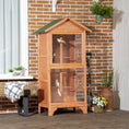 Load image into Gallery viewer, Wooden Bird Aviary Parrot Cage Pet Furniture Large Outdoor Play House with Removable Bottom Tray, 2 Doors, Asphalt Roof, 4 Perches, Brown
