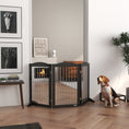 Load image into Gallery viewer, Foldable Dog Gate, Freestanding Pet Gate, Dog Barrier with Two Support Feet, for Doorways, Stairs, Halls - Black
