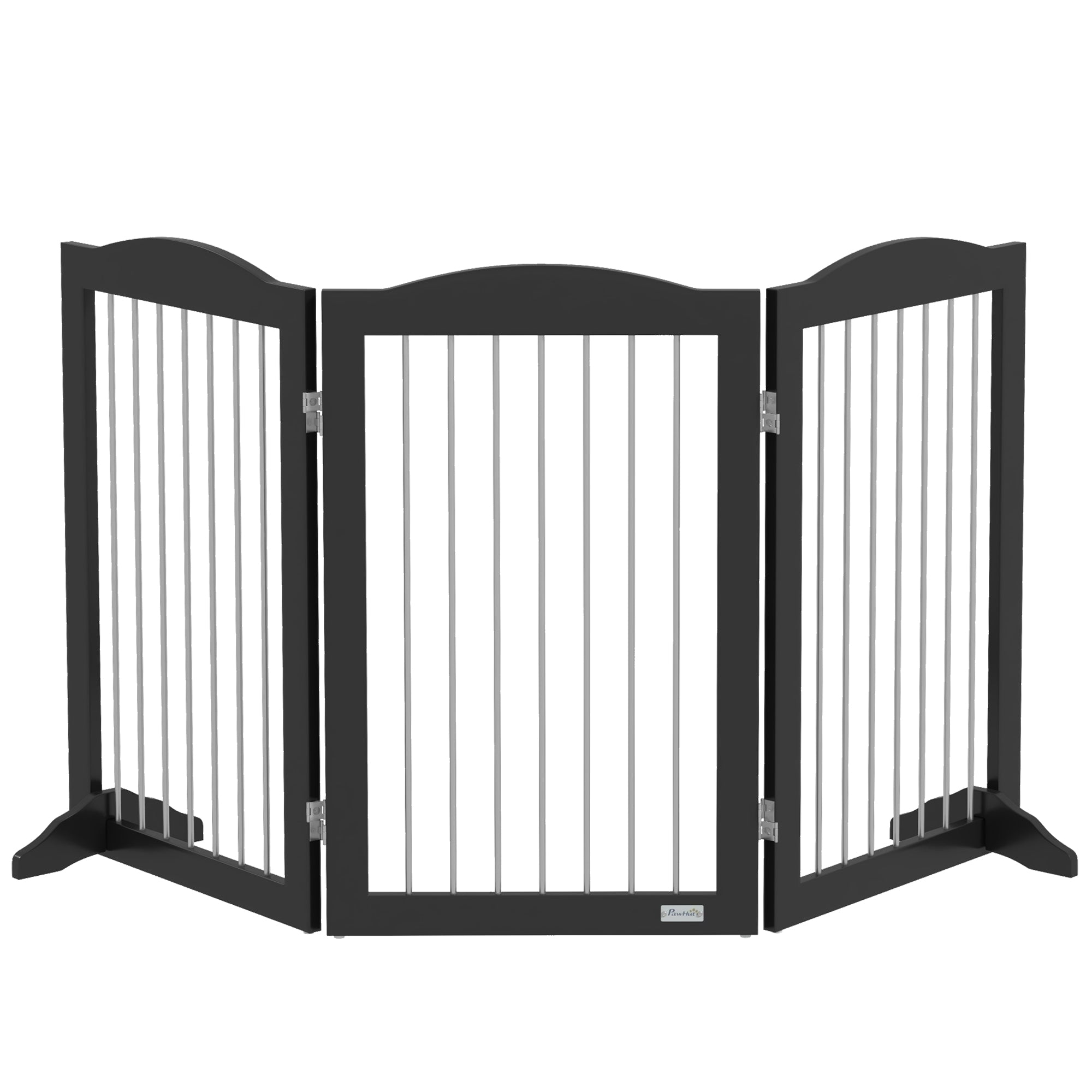 Foldable Dog Gate, Freestanding Pet Gate, Dog Barrier with Two Support Feet, for Doorways, Stairs, Halls - Black