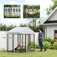 Load image into Gallery viewer, 6' x 4' x 6' Outdoor Dog Kennel, Lockable Dog Run Crate with Rotating & Adjustable Bowls, Waterproof UV-Resistant Cover, Welded Wire Steel Fence for Medium Dogs, Silver
