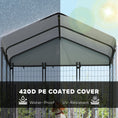 Load image into Gallery viewer, 6' x 4' x 6' Outdoor Dog Kennel, Lockable Dog Run Crate with Rotating & Adjustable Bowls, Waterproof UV-Resistant Cover, Welded Wire Steel Fence for Medium Dogs, Silver
