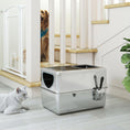 Charger l'image dans la visionneuse de la galerie, Stainless Steel Cat Litter Box with Lid, Extra Large Enclosed Litter Box with Top Litter-Catching Holes, Scoop, Dual Entry, Easy Clean, Silver
