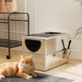 Charger l'image dans la visionneuse de la galerie, Stainless Steel Cat Litter Box with Lid, Extra Large Enclosed Litter Box with Top Litter-Catching Holes, Scoop, Dual Entry, Easy Clean, Silver

