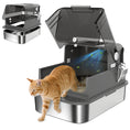 Load image into Gallery viewer, Stainless Steel Cat Litter Box with Lid, XXL Enclosed Cat Litter Box for Big Cats with High Sides, Double Doors, Scoop, Odor Control, Anti-Leaking, Easy Clean, Black
