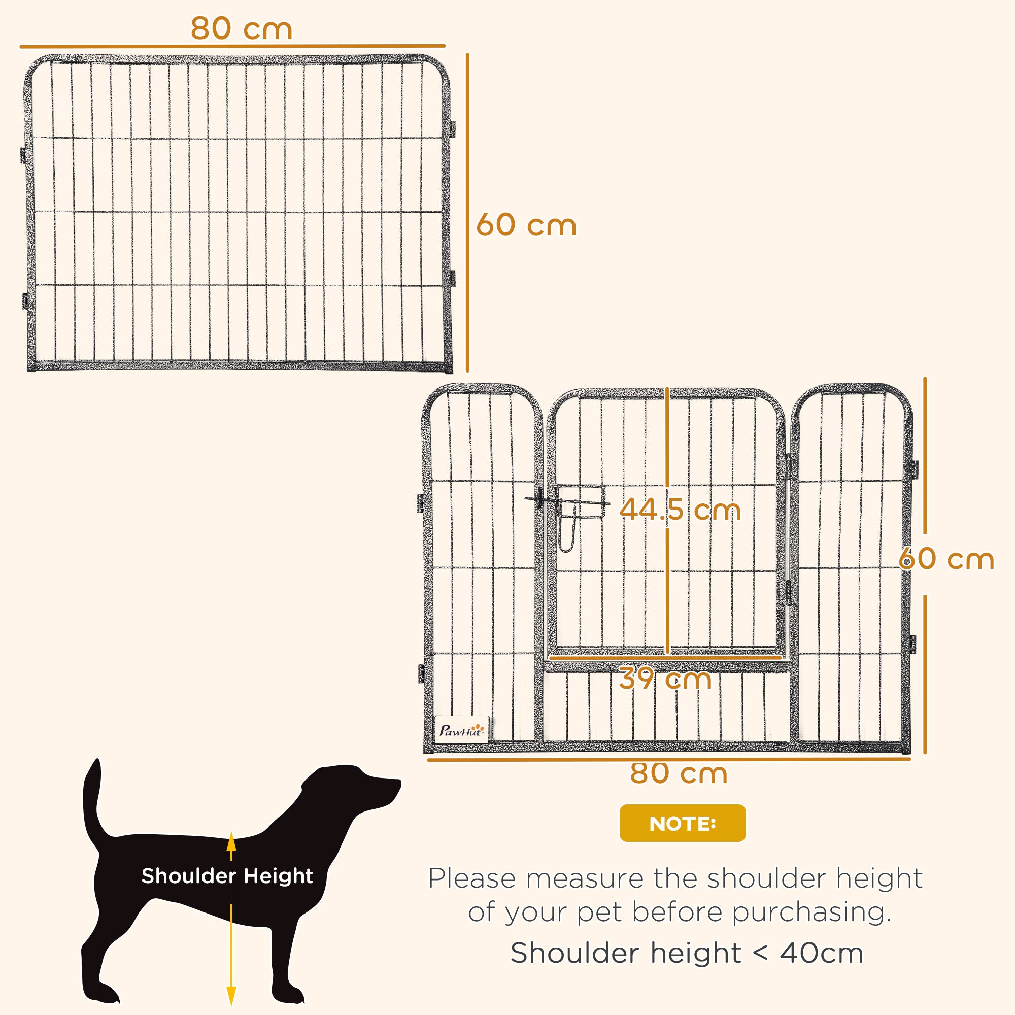 Dog Pen, 16 Panels Puppy Pen 60cm High, Heavy Duty Pet Playpen Portable for Indoor Outdoor, for Dogs, Ducks