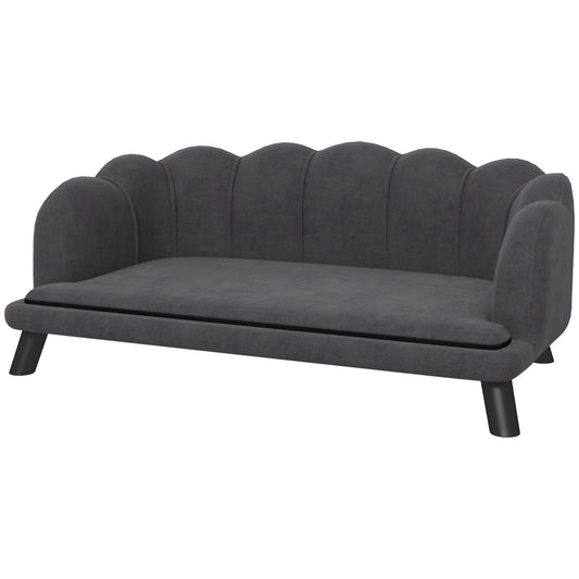 Dog Couch Pet Sofa Cat Bed with Removable Cushion Wood Legs for Medium and Large Dogs, Dark Grey