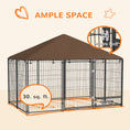 Load image into Gallery viewer, Outside Dog Kennel, 6.9' x 4.6' x 5' Puppy Play Pen with Canopy, Garden Playpen Fence Crate Enclosure Cage Rotating Bowl, for Dogs, Chickens, Ducks, Black
