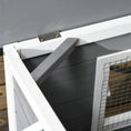 Load image into Gallery viewer, Wooden Dog Kennel Outdoor, Elevated Dog House for Outside, with Openable Top, Asphalt Roof, Windows, Curtain, Removable Tray, Adjustable Legs, 65H x 97L x 72Wcm, Grey
