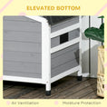 Load image into Gallery viewer, Wooden Dog Kennel Outdoor, Elevated Dog House for Outside, with Openable Top, Asphalt Roof, Windows, Curtain, Removable Tray, Adjustable Legs, 65H x 97L x 72Wcm, Grey
