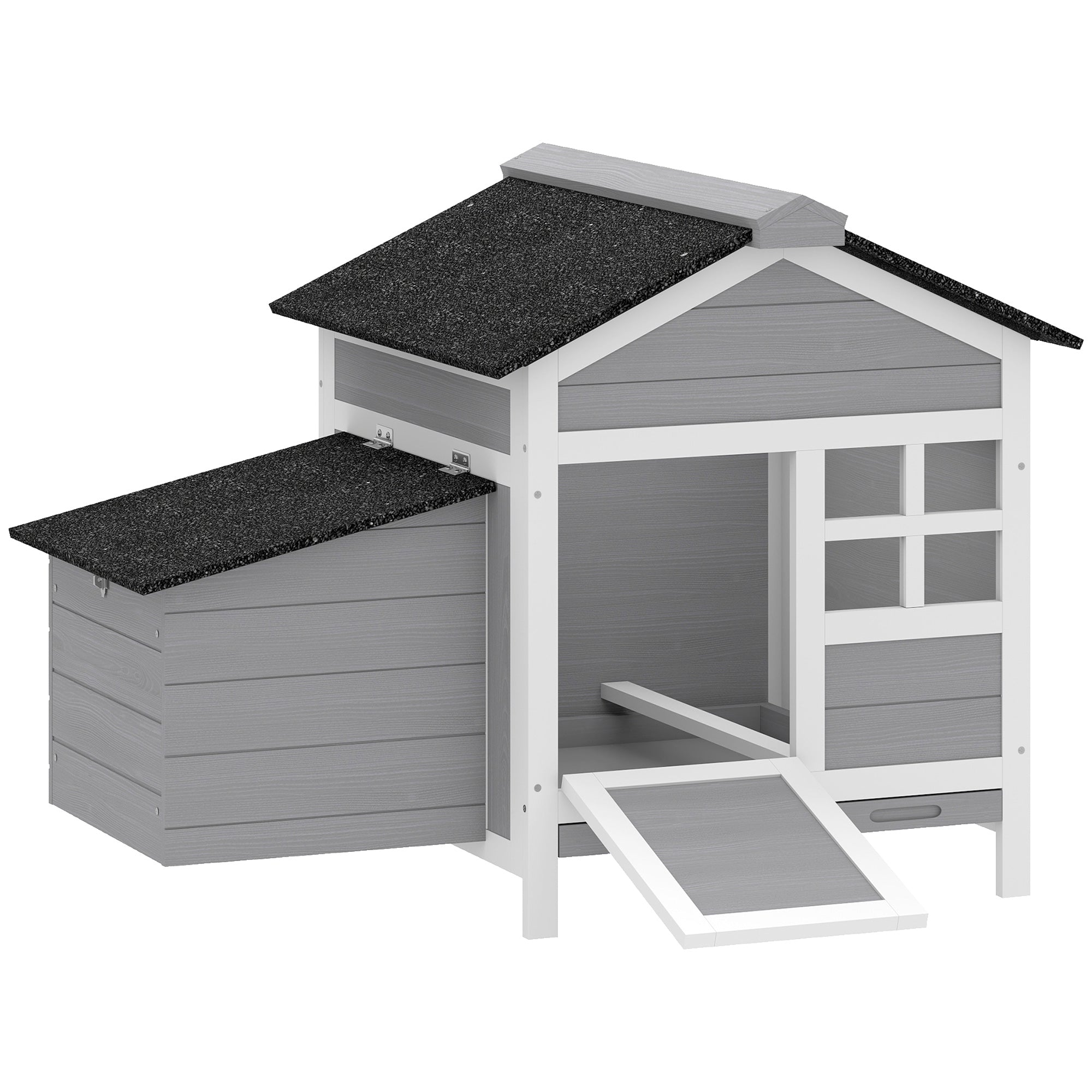 Chicken Coop, Compact Wooden Hen House with Pull-Out Metal Tray, Nesting Box, for 1-2 Chickens