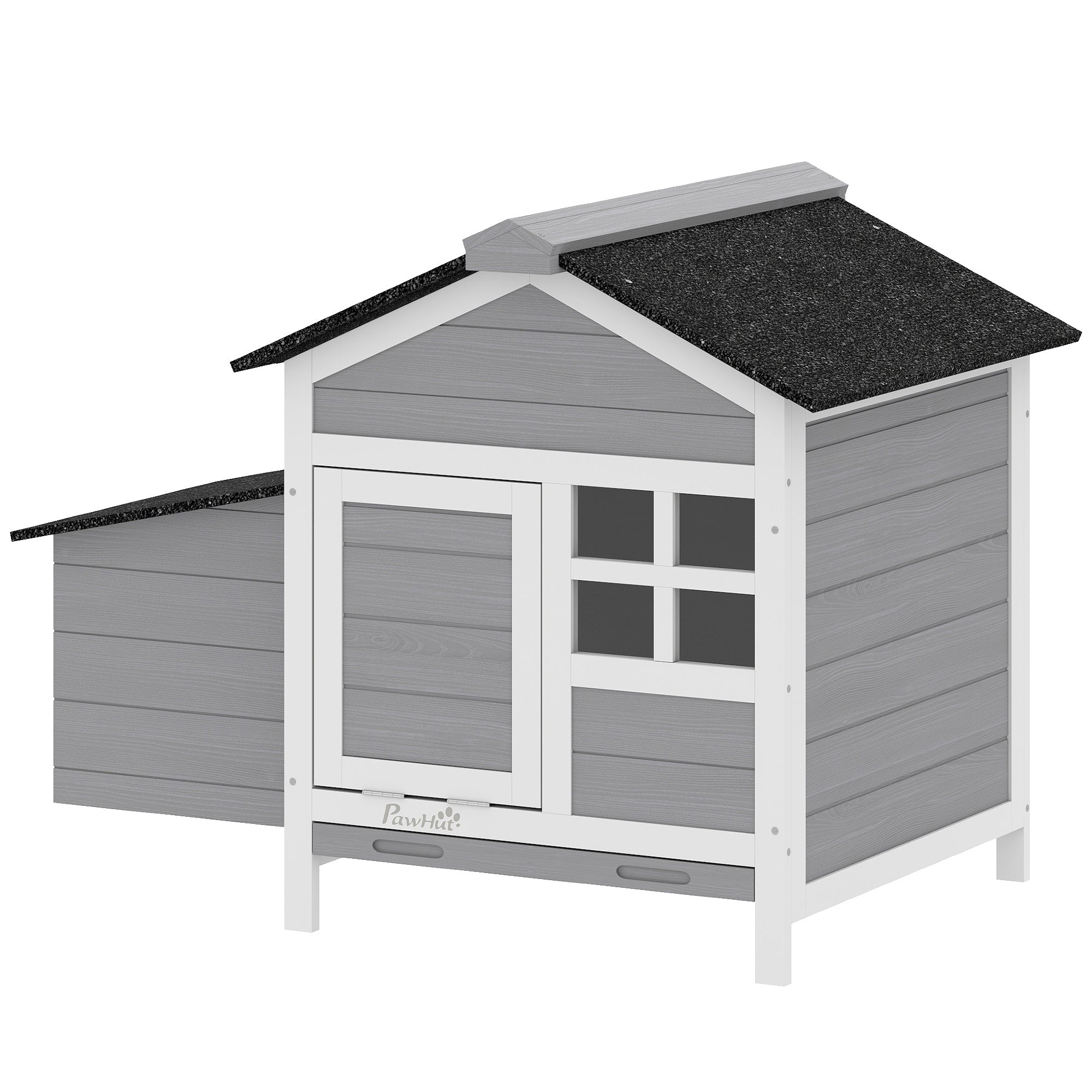 Chicken Coop, Compact Wooden Hen House with Pull-Out Metal Tray, Nesting Box, for 1-2 Chickens