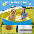 Load image into Gallery viewer, Foldable Dog Pool for Puppies and Ducks, Thickened PVC Dog Paddling Pool Bath Tub Hard Board, Anti-Slip Bottom and Hose Adapter for Easy Drainage, 140 x 30cm, Blue and Yellow
