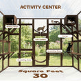 Load image into Gallery viewer, Catio Outdoor Cat Enclosure Window, Outdoor Cat House with Weather Protection Roof for 1-4 Kitties, Wooden Frame, Shelves & Bridges, 118" x 37.5" x 74", Coffee Brown
